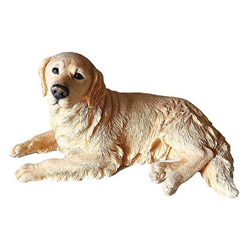 1p Resina Golden Labrador Retriever Perro Acostado Postura J