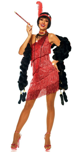 Disfraz De Charleston 20's Gatsby Chicago Rojo Para Damas