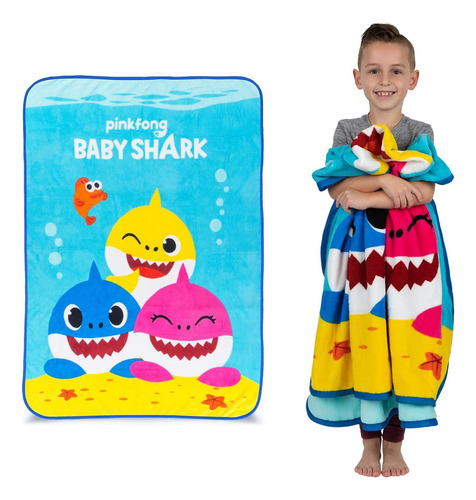 Cobertor Baby Shark Franco 116x152 Cm Microfibra Suave