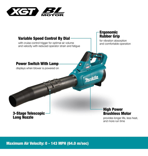 Sopladora Inalámbrica 40v Vel. Variable Brushless Makita