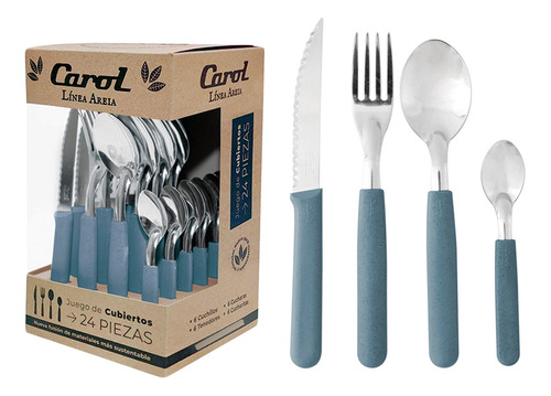 Set Cubiertos Carol X24 Tenedor Cuchillo Cuchara Cucharita 