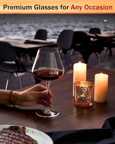 Jbho Hand Blown Italian Style Crystal Burgundy Wine Glass...