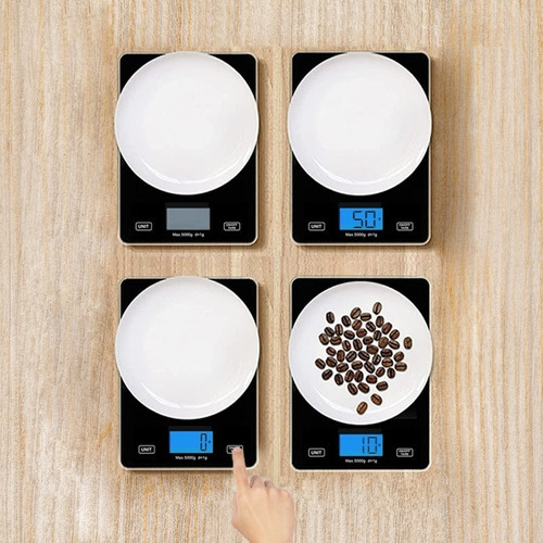 Imagen 4 de 10 de Balanza Digital Cocina Alimentos 5kg Alta Precision Femmto Color Negro