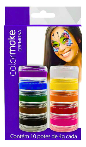 Tinta Facial Color Make Cremosa Com 10 Cores Maquiagem Festa