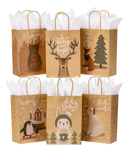 Bolsas De Papel Kraft Para Regalo Con Asa Marron 24 Piezas