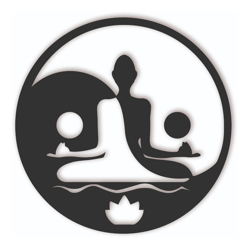 Cuadro Madera Calada Meditacion Yoga Yin Yang 53 X 53 Cm Armazón Negro