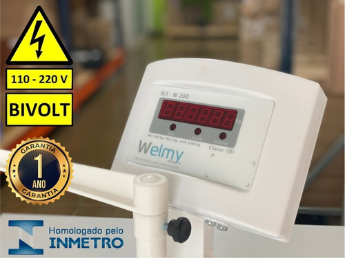 Imagem 2 de 5 de Balança Digital Profissional 200kg 50g W200 A Inmetro Welmy