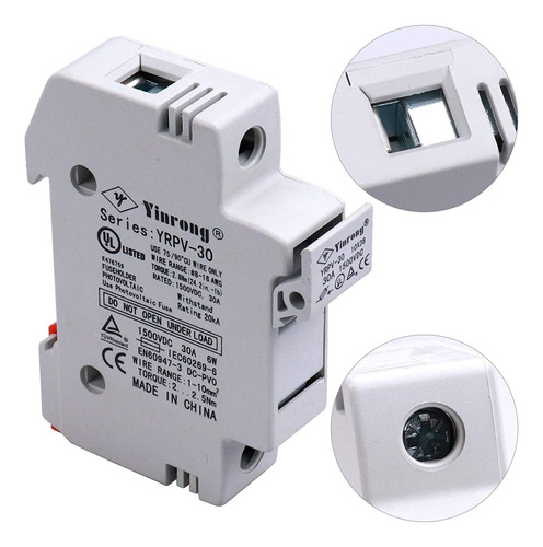 2 Portafusibles Solares De 15 1000 V Din, Soporte De Fu...