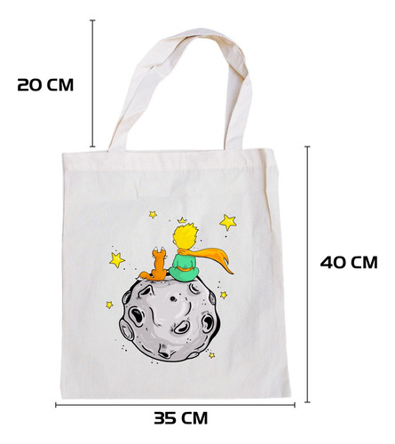 Bolsa Manta Cruda Algodon Tote Bag El Principito Y El Zorro