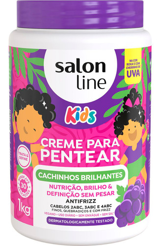 Creme Pentear Uva Salon Line Cachinhos Brilhantes Kids 1kg