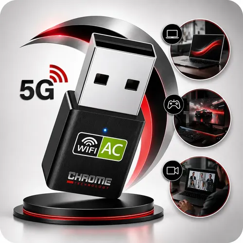 Adaptador Wifi Dual Band 2.4 / 5ghz 600mbps Wireless Sem Fio Receptor Dongle Internet Rapida Fast Chrome Technology