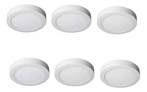 Pack 6 Plafon Foco Led Sobrepuesto Redondo 18w