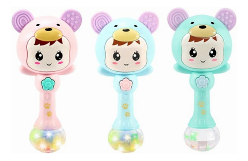Sonajero Musical Bebe Maraca Con Luz Y Sonidos Color Celeste