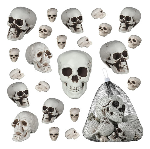 23 Piezas De Cabeza De Esqueleto De Halloween De Varios Tama