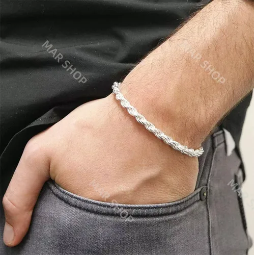' 2 Pulsera Torsal Hombre Esclava Plata Acero Inoxidable 6