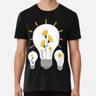 Remera 3 Light Bulbs With Yellow Flowers Algodon Premium