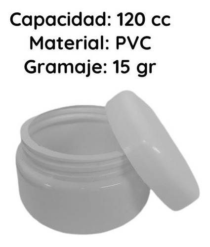 Imagen 6 de 10 de Potes Plasticos 120 Cc Redondo Blanco Pvc X 230 Un.