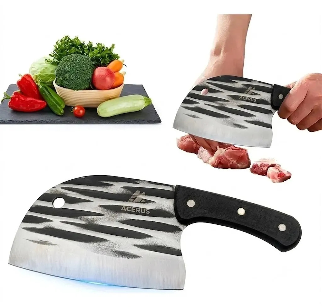 Cuchillo Chef ACERUS para Huesos y Carne, de Acero Inoxidable con Mango de Madera Maciza