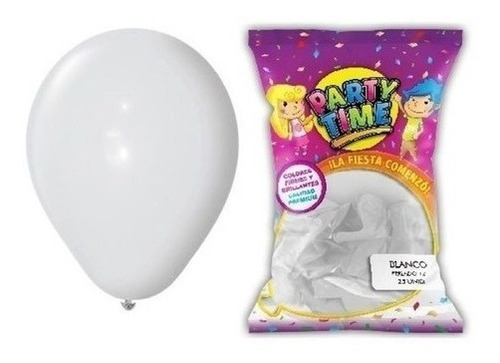 Globos Lisos Blancos X 50 U Partytime Latex 9 Pulgadas 