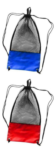 2pcs Bolsa De Malla Con Cordón For Bucear Buceo Aletas De