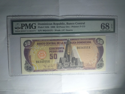 Billete República Dominicana 50 Pesos 1998, Excelente Estado