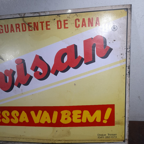 Imagem 2 de 5 de Placa Antiga Aguardente Trivisan Metal Usada Década 70