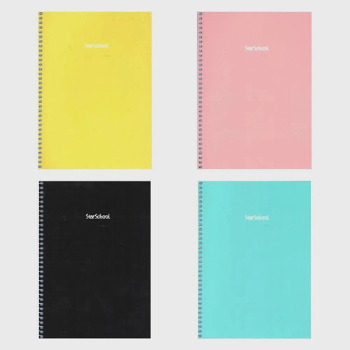 4x Caderno Cor Pastel Capa Dura 80 Flhas Starschool Stilo 