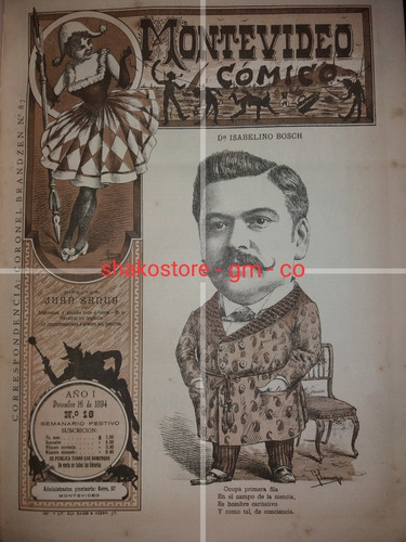 Revista Original De 1894 Caricatura Doctor Isabelino Bosch