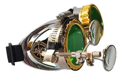 Culos Steampunk Unissex Lupa Ocular Gótica Óculos Verde