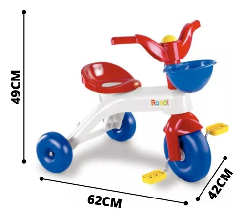 Imagen 5 de 7 de Triciclo Infantil Para Bebe Rondi Junior Rider Azul Y Rojo