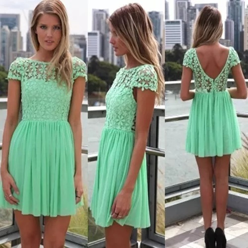 vestido renda verde agua