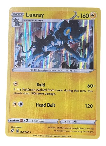 Luxray 062/192 - Rebel Clash - Holo Rare Pokemon Tcg 2020