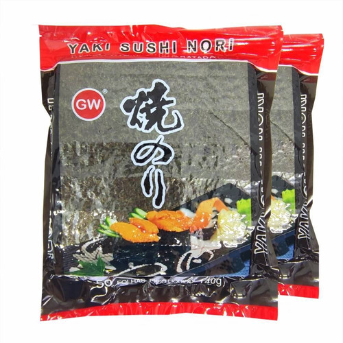 100 Folhas Alga Nori P/ Sushi Temaki Gw Red