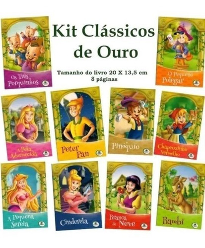 Kit Livro Infantil - Clássicos De Ouro - 10 Und