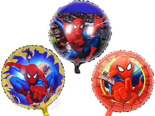 Pack 6 Globos Metalizados Spiderman Aire O Helio