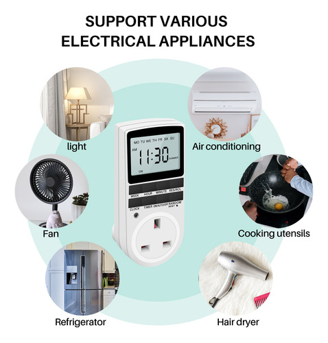 Enchufe Británico Con Temporizador Digital, Programable Eléc