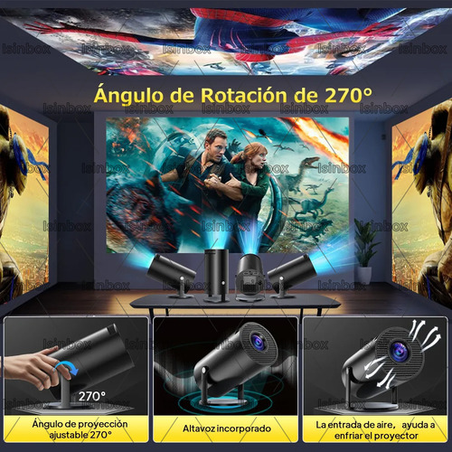 Mini Proyector Profesional 4k Portatil 8k Hy300 Pro Android Wifi Full Hd 1080p 12000 Lm 127v Bluetooth Smart Tv Led Projector Negro