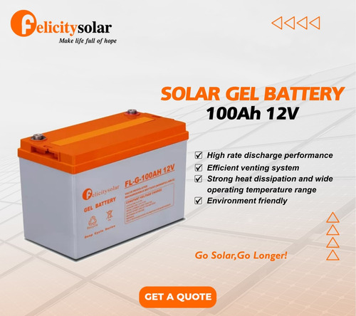 Batería Solar De Gel Ciclo Profundo 12v, 100ah