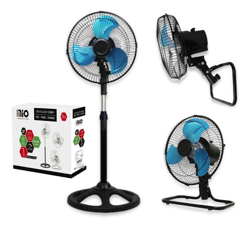 Ventilador Mio 3 Velocidades En 1 Paleta Metalica De Pared