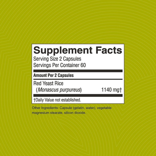 Natures Sunshine Red Yeast Rice 120 Capsules Sabor Sin sabor
