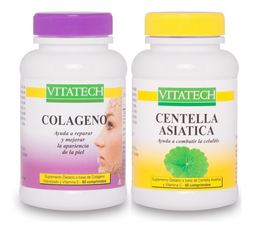 Colágeno Hidrolizado X 60 +  Centella Asiática X 60 Vitatech