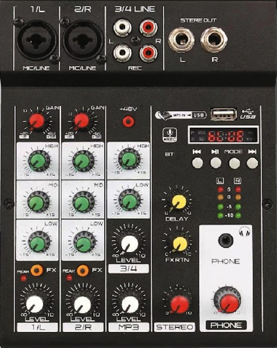 Ross M4u Mixer 4 Canales Con Bluetooth + Reproductor Usb