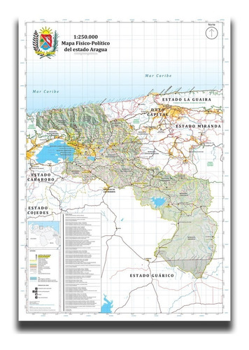 Mapa Físico-político Estado Aragua Venezuela Tamaño Grande