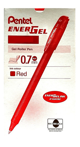 Roller Energel Lapiz Gel Pentel Makkuro 0,7mm Rojo - 12uni