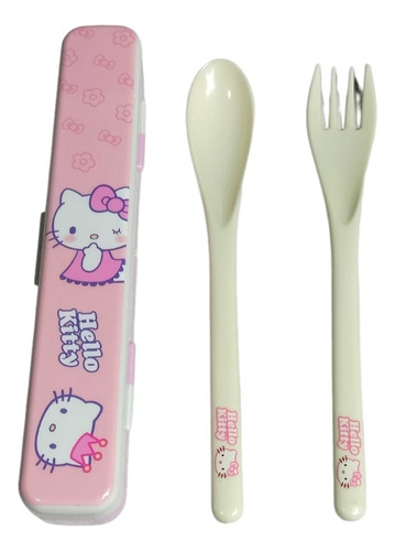 Juego De Cubiertos Portátil Hello Kitty Tenedor Y Cuchara