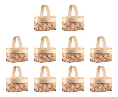 Cesta Pequeña De Mimbre Para Astillas De Madera, 10 Unidades