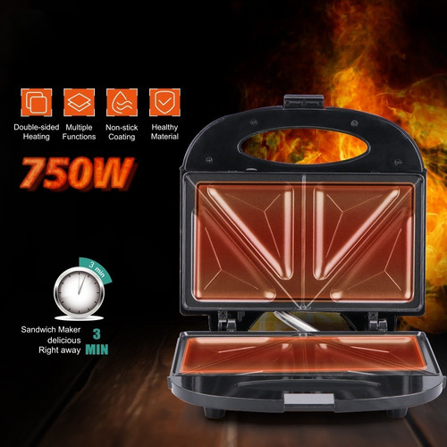 Sandwichera Eléctrica Parrilla Panini Antiadherente 750w