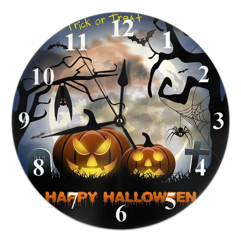 Hgod Designs Reloj De Pared Redondo De Halloween, Tarjeta Es