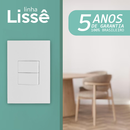 Interruptor Duplo Simples Lisse Apoio - 2 Interruptor - C&s