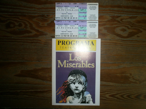 Programa Teatro Los Miserables Año 2000 Con Entradas Opera